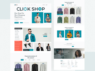 Click Shop - E commerce website landing page design clothing app ui clothing shop ui clothing website creative ui e commerce e commerce landing e commerce shop e commerce website landing page minimal ui product design shopify landing page shopify store shopify website ui ui ux website woo commerce shop woo commerce ui woo commerce website