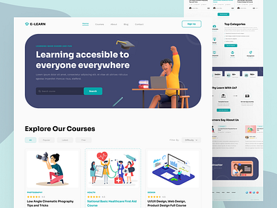 Online Learning Platform Ui Concept branding design e learn learning lerning theme online learning templete theme ui uiux ux web web design