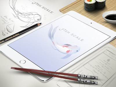 Fish Scale app design digital painting drawing fish illustration ios iphone logo mobile sketch sushi