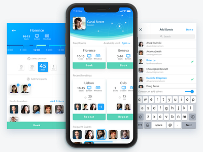 Meet calendar connected coworkers design ios iphone x meeting mobile planner schedule search team