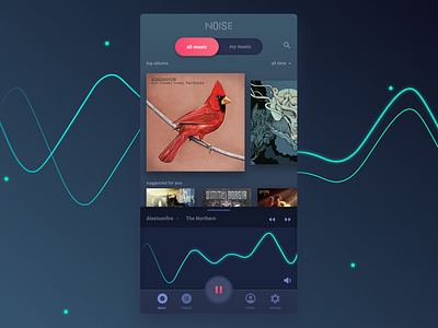 Cardinals app design metal mobile music ui user interface ux uxui wave