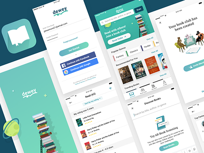 Dewey Book Reading App app app icon books branding design sprint educational ios mobile design quirky reading uxui