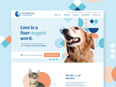 Covenant Care Website animal cat dog hearts pattern pet pet care pet website pets shapes vet veterinarian website