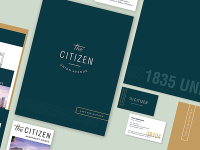 The Citizen Stationery apartment apartments branding business card citizen collateral color folder folder design logo memphis stationery tennessee