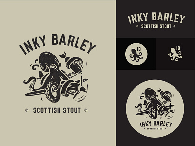 Inky Barley Version 1 beer beer logo bomb bomber brand logo logo design nautical navy octopus plane squid