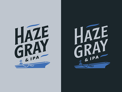 Haze Gray and IPA Logo aircraft carrier beer beer brand brewery gray haze ipa memphis navy reversed ship type typography