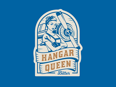 HQB Logo beer beer brand bitter hand drawn hangar logo mechanic memphis patch plane queen retro rosie the riveter strong strong women vintage woman woman illustration wrench