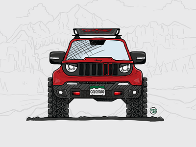 Aspen Renegade handdrwan illustration jeep jeep renegade vector