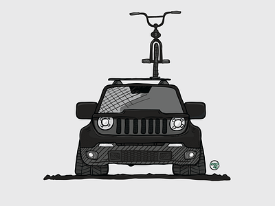 Lowlife Renegade handdrawn illustration jeep jeep renegade vector