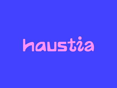Haustia blue brand branding brandmark hand lettering logomark mono pink type design typography wordmark