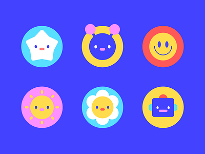Haustia icons brand branding bug characters cute flower icons robot smiley smiley face stamps star stickers sun