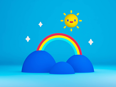 Haustia Rainbow 3d blender 3d happy mountains rainbow scene simple sun