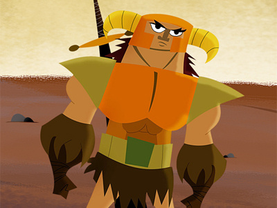 Warrior art cartoon character design ilustration vector