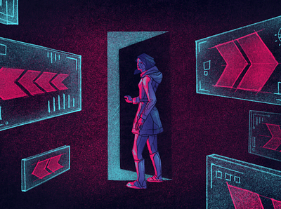 Exit Intent cyberpunk editorial illustration illustration illustrator neon procreate