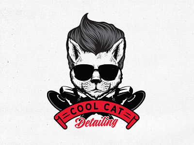 Cool Cat Detailing badge borydesign car cat detailing illustration logo retro sunglasses vintage