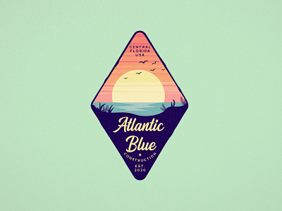 Atlantic Blue Diamond badge borydesign florida illustration label nature retro sunset usa vintage