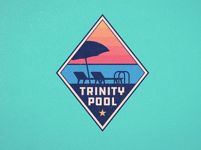 Trinity Pool badge borydesign label pool retro sunrise sunset vintage water