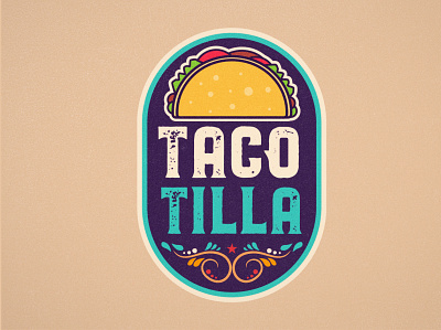 TacoTilla badge borydesign design illustration label logo mexico ret retro sunset vintage