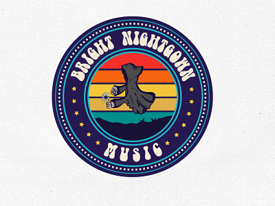 Bright Nightgown Music Logo badge borydesign death grim reaper halloween illustration night retro sunset vintage