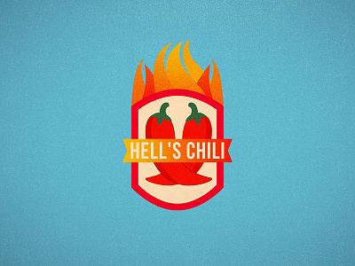 Hells Chili badge borydesign chili fire food retro vintage sauce