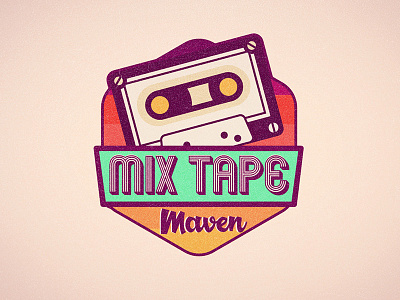 Mix Tape Maven badge borydesign color logo retro sunset tape vintage