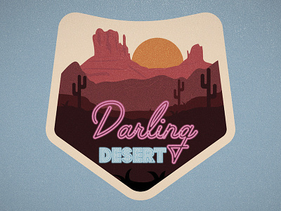 Darling Desert badge borydesign desert lights neon retro sunset texture vintage