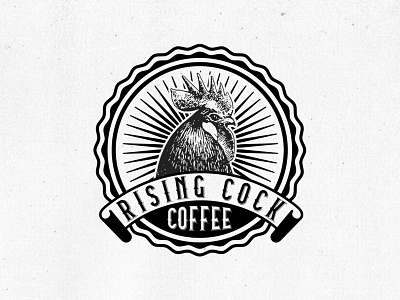 Rising Cock Coffee Badge badge borydesign illustration logo nature retro sunset vintage