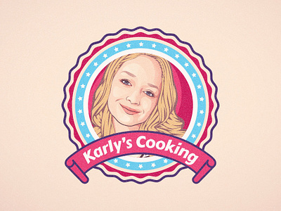 Karly's cooking america badge logo borydesign retro