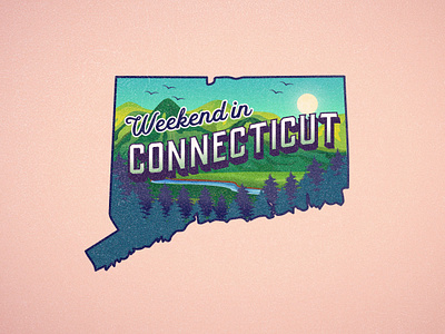 Weekend in Connecticut 70s badge borydesign illustration label nature retro sunset vintage