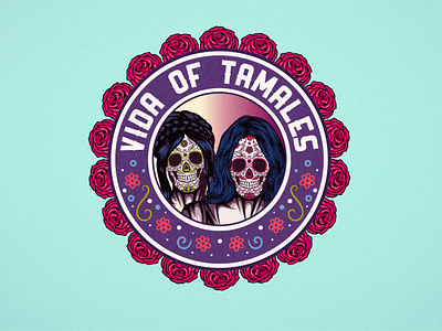 Vida of Tamales badge borydesign dia de muertos illustration logo mexico retro sugarskull vintage