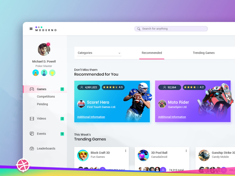 Freebie PSD: Dashboard freebie psd grid layout card game dashborad concept design ux ui minimal design dashborad