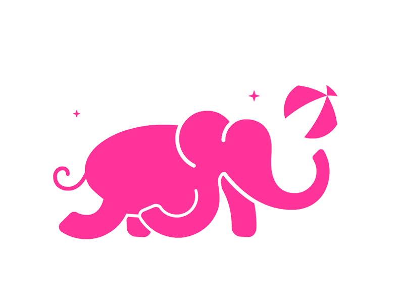 Running Wild animal animation ball elephant illustration logo pink stars