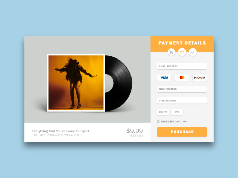 Credit Card Form — Daily UI #002 ecommerce form card credit music tlsp yellow web dailyui
