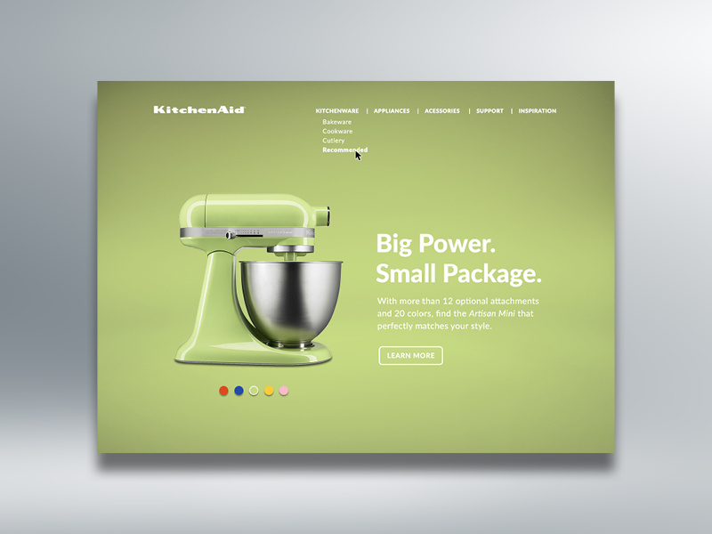 Landing Page — Daily UI #003 landing page web page stand mixer web design kitchenaid ux ui green design dailyui