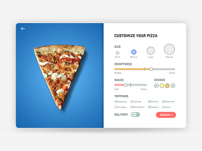Settings — Daily UI #007 007 blue customize dailyui design pizza settings slice ui website