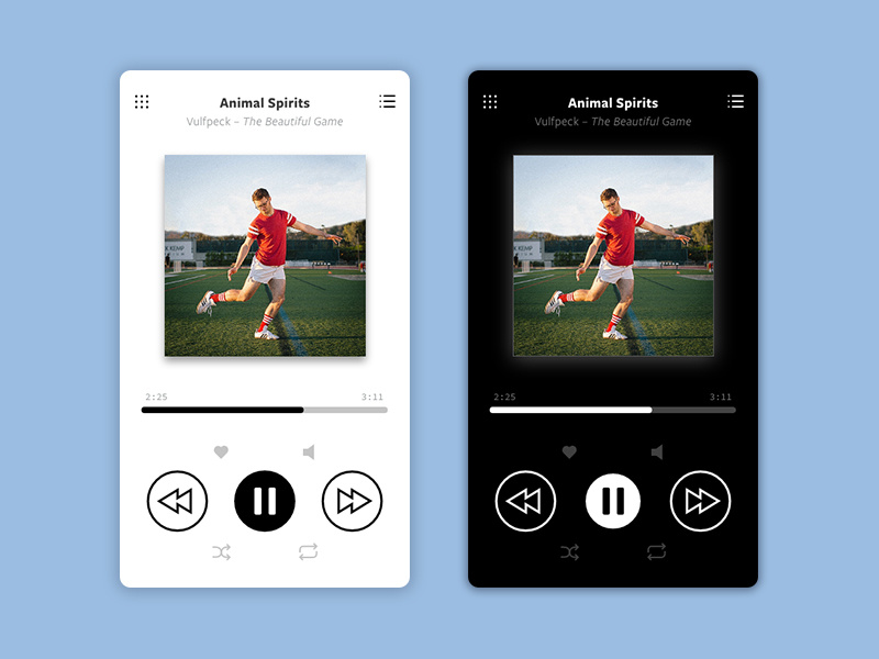 Music Player — Daily UI #009 vulfpeck minimalist player music light dark mobile design ui 009 dailyui