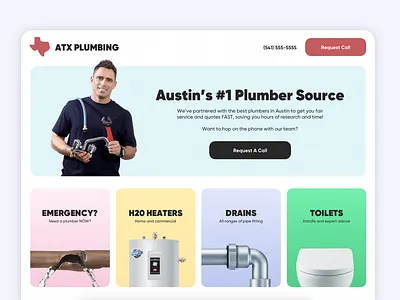 Plumbing Service Site clean pipes plumber toilet ui website