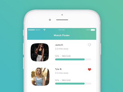 Match Finder clean dating gradient mobile mobile application ui ux