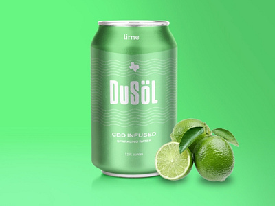 DuSol Sparkling CBD Water can clean design lime packaging packaging design water