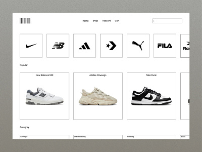 Brutalist Shoe Store adidas brutalism brutalist design minimal new balance nike shoe shoes store ui uiux web web design website website design