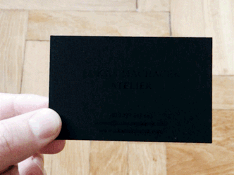 Lukas Machacek Atelier [business cards] black business cards gif graphic design minimalism paper print printing spot uv times new roman visual identity