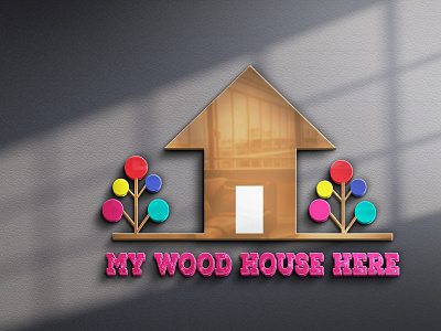 MY WOOD HOUSE HERE art brand branding design digital art drawing graphic design illustration logo typography vector wood