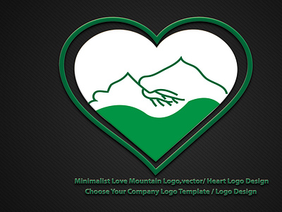 minimalist love mountain logo, vector / heart logo design