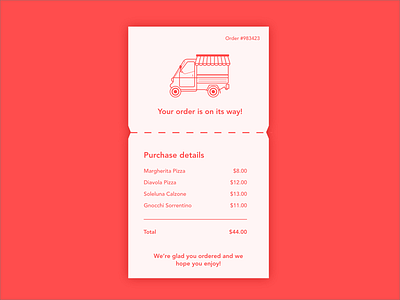 Daily UI #017 • Email Receipt 017 email email receipt food delivery illustration van