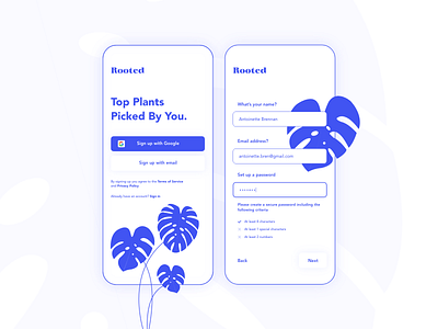 Daily UI #001 • Sign Up dailyui dailyui 001 mobile mobile app monstera plants sign up sign up ui ux