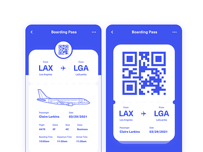 Daily UI #024 • Boarding Pass airplane app design boarding pass dailyui dailyui 024 illustration mobile qr code ticket ticket app travel ux