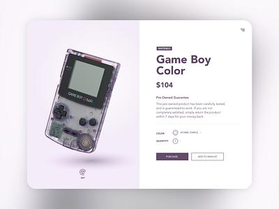 Daily UI #012 • E-Commerce Shop (Single Item) dailyui dailyui 012 desktop ecommerce gameboy product shopping shopping app single item ui ux website