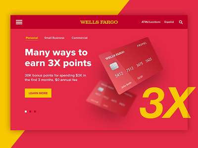 Wells Fargo Landing Page bank credit credit card design home page illustration landing page money ui ux website