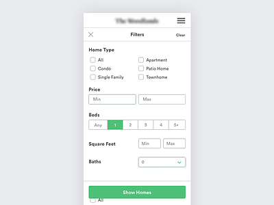 Mobile Home Finder filter home mobile mobile app mobile app design real estate responsive ui ux