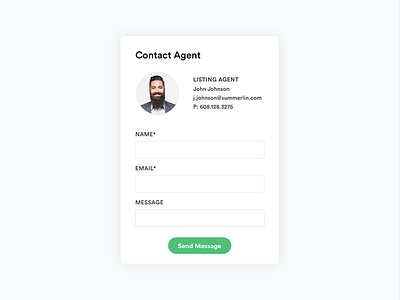 Contact Form contact contact card contact form email form message realtor ui. ux design